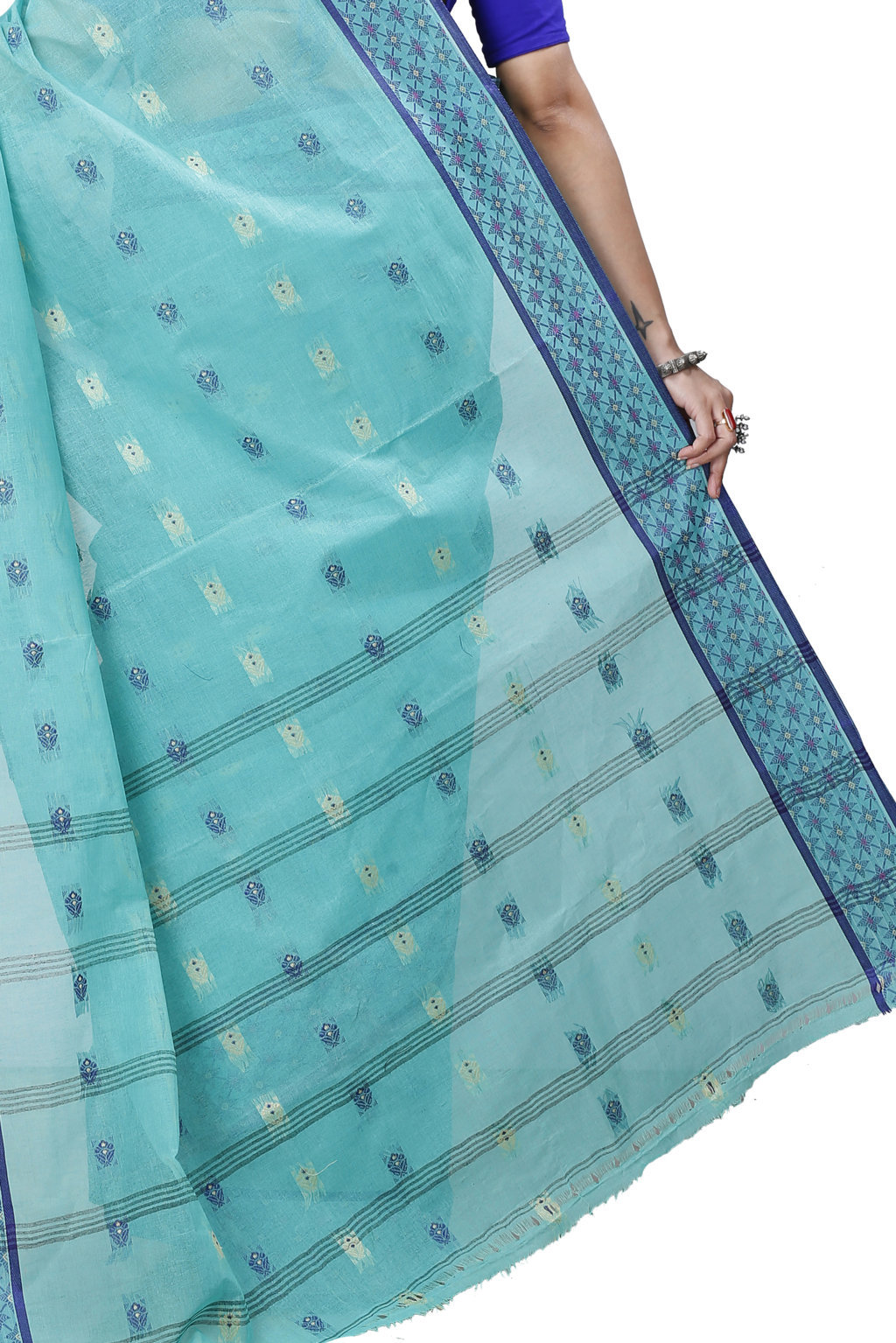 See Green Pure Cotton Reese Tant Saree (968)